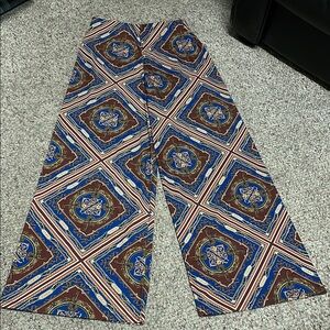 Zara logo scarf Patterned Wide-Leg Pants
